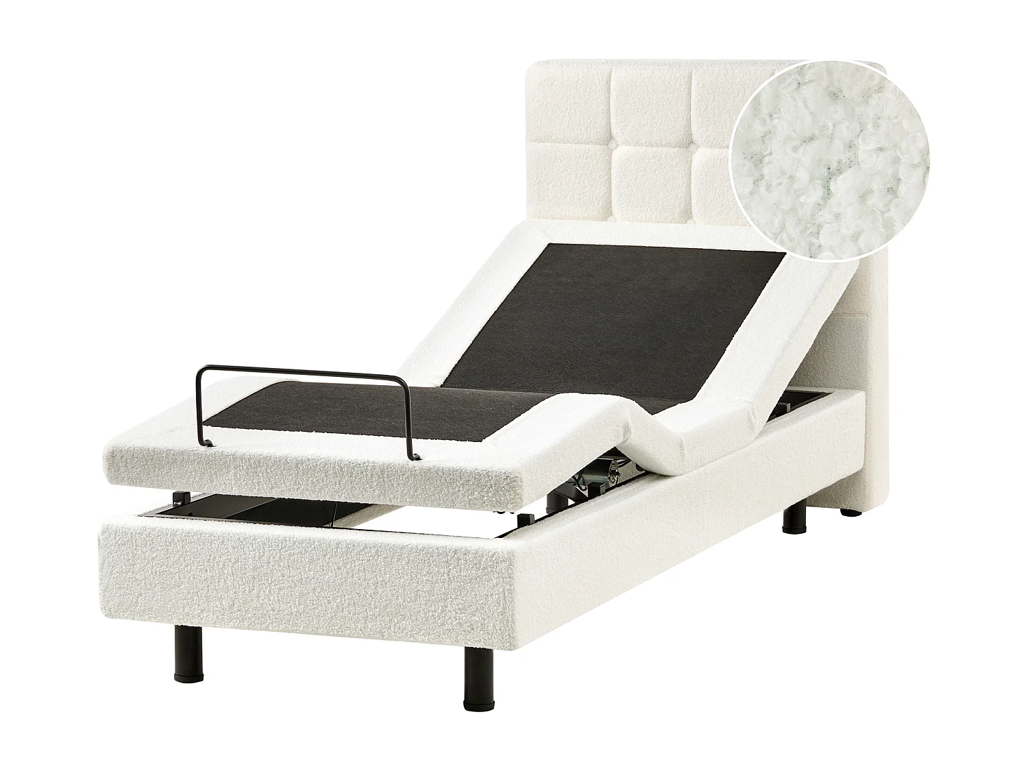 Lit réglable Bouclé DUKE 80 x 200 cm Blanc cassé