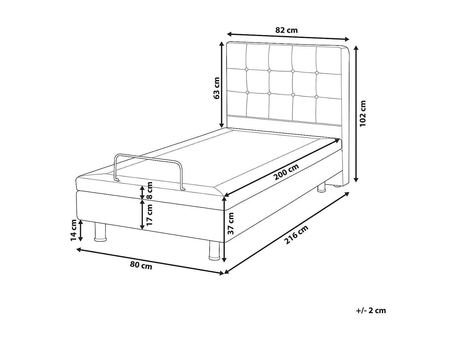 Lit réglable Bouclé DUKE 80 x 200 cm Blanc cassé