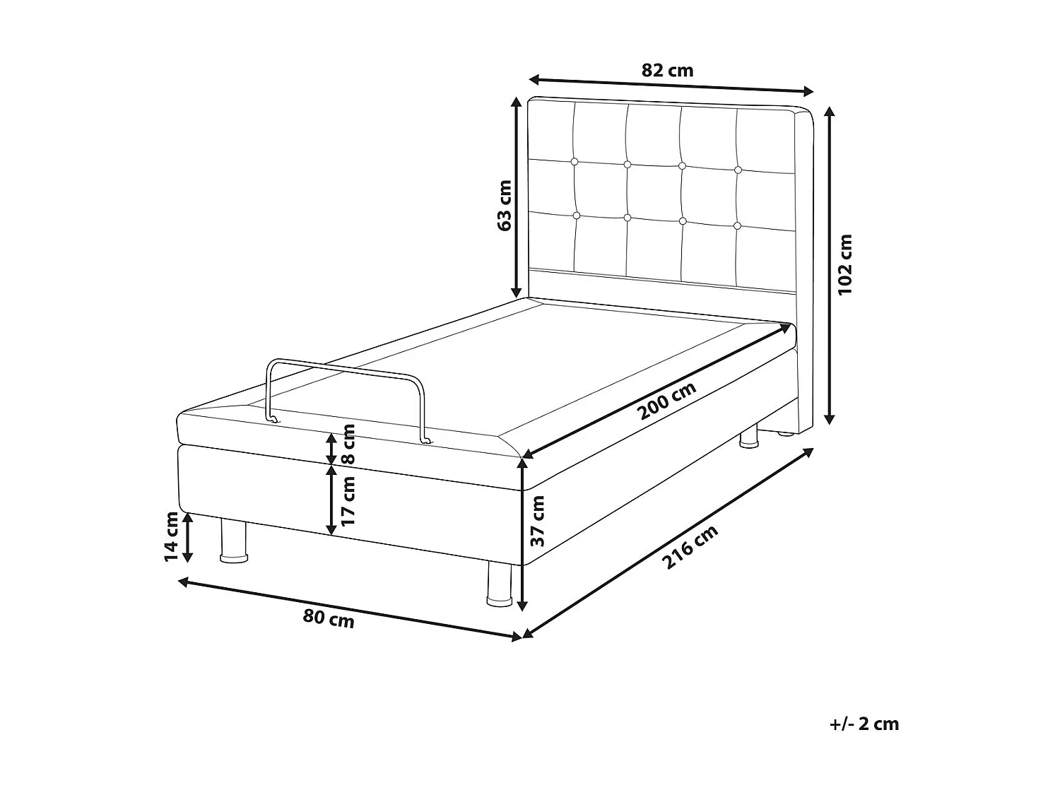 Lit réglable Bouclé DUKE 80 x 200 cm Blanc cassé