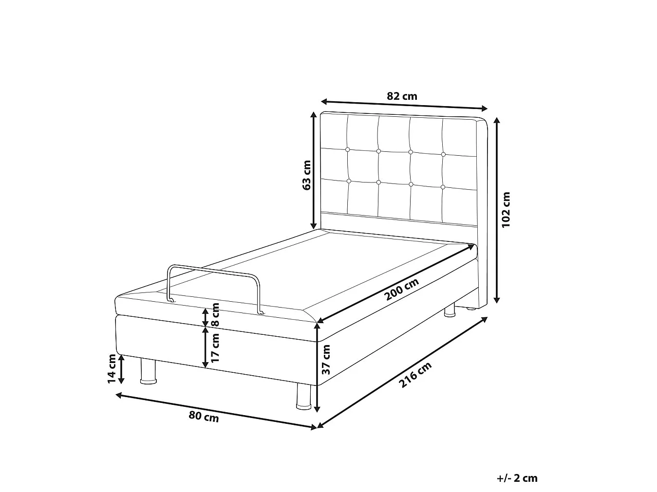Lit réglable Bouclé DUKE 80 x 200 cm Blanc cassé