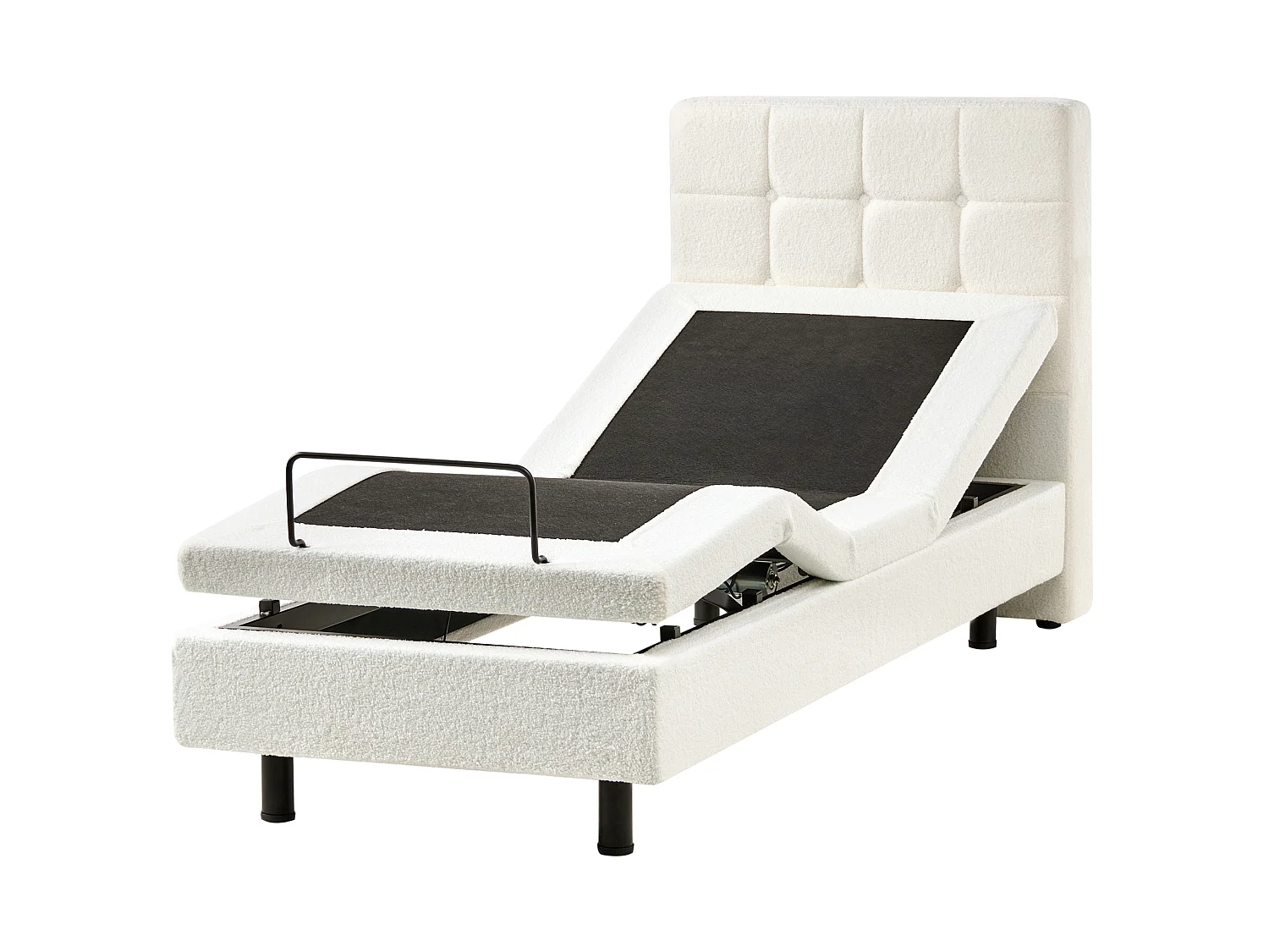 Lit réglable Bouclé DUKE 80 x 200 cm Blanc cassé