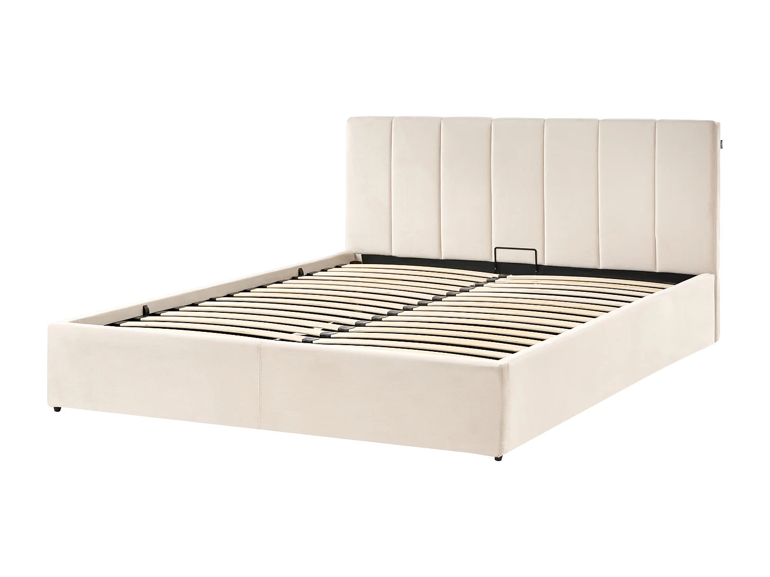 Lit ottoman Velours DREUX 160 x 200 cm Beige clair