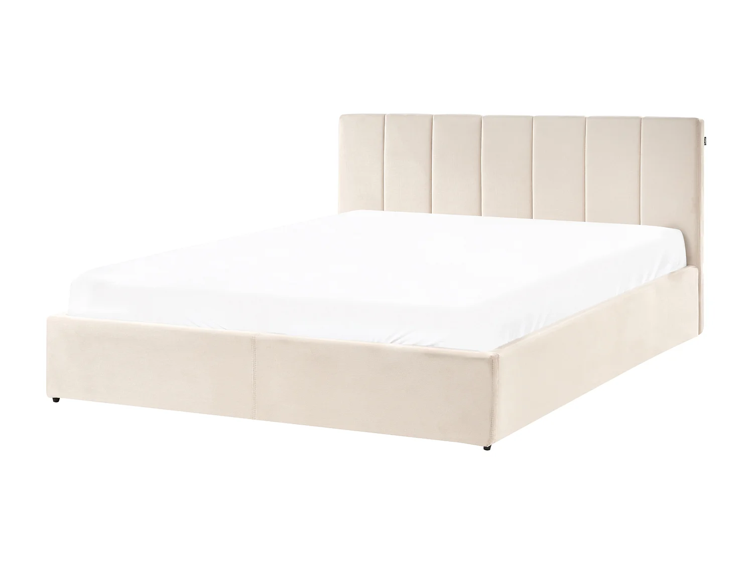 Lit ottoman Velours DREUX 160 x 200 cm Beige clair
