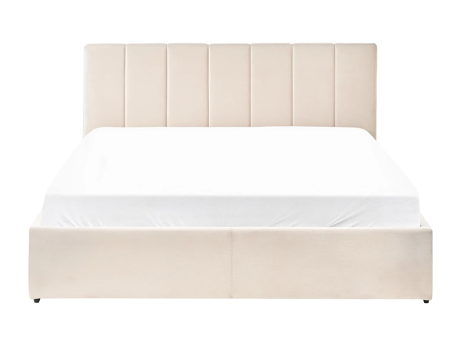 Lit ottoman Velours DREUX 160 x 200 cm Beige clair