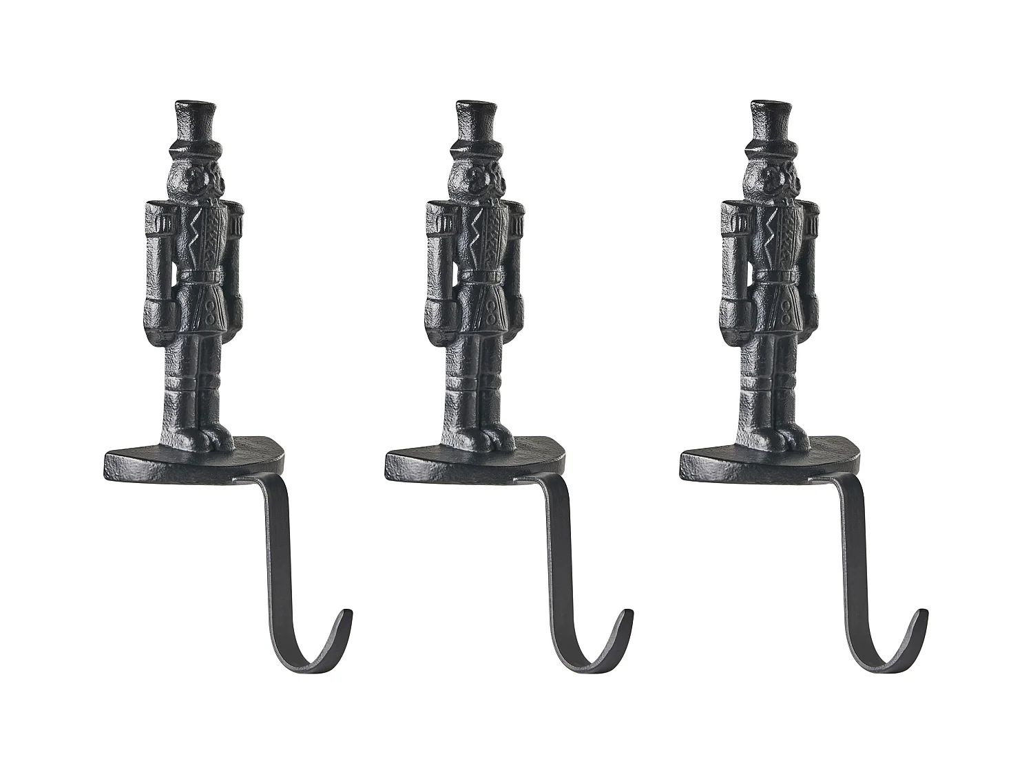 Lot de 3 supports pour chaussettes de Noël KAJAANI Casse-noisette 21 cm Noir