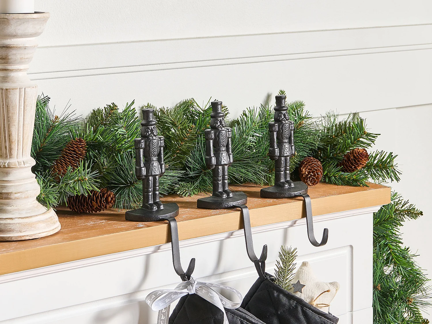 Lot de 3 supports pour chaussettes de Noël KAJAANI Casse-noisette 21 cm Noir