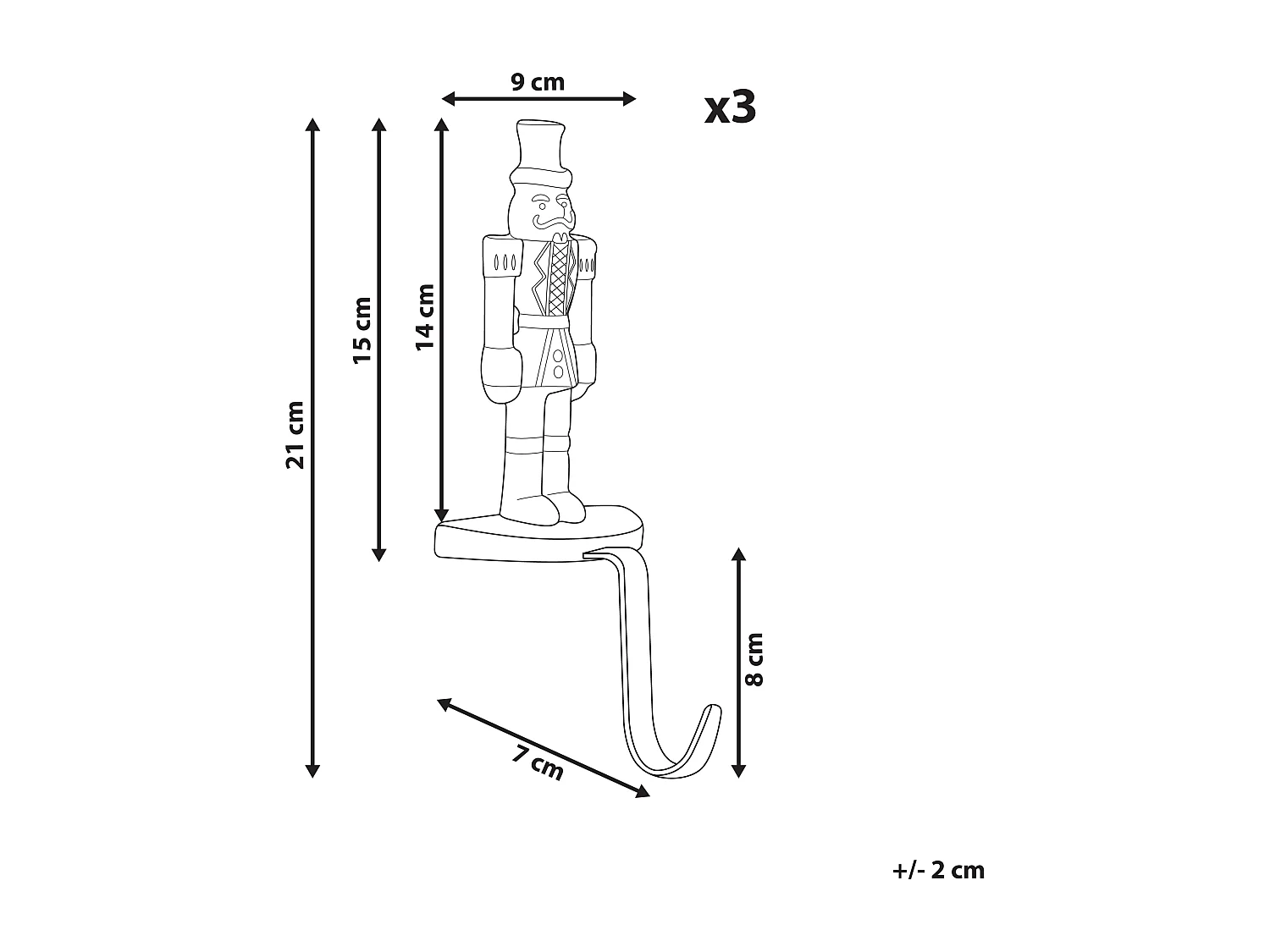 Lot de 3 supports pour chaussettes de Noël KAJAANI Casse-noisette 21 cm Noir