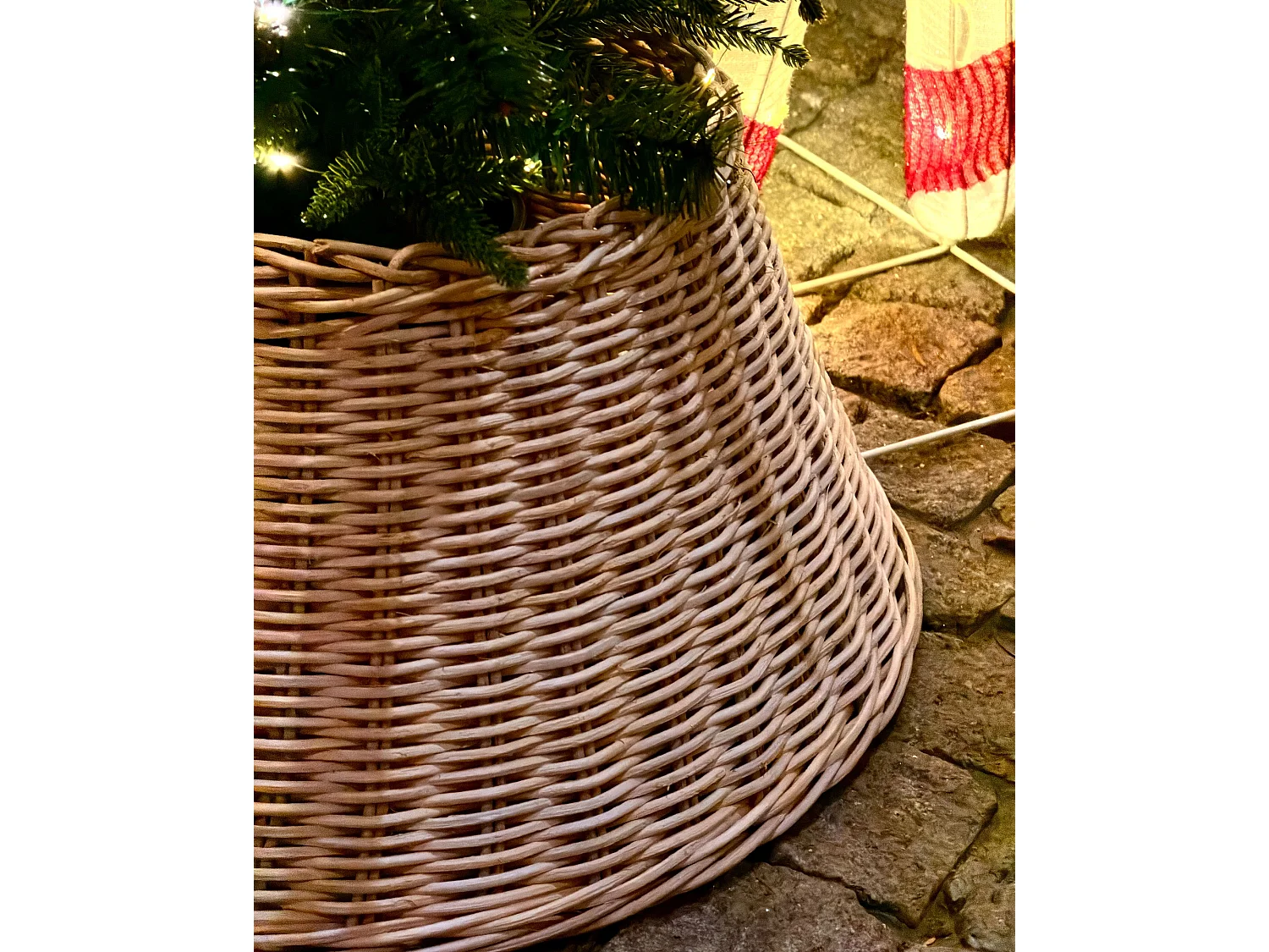 Jupe de sapin de Noël FLOCON 47 cm Rotin Marron clair