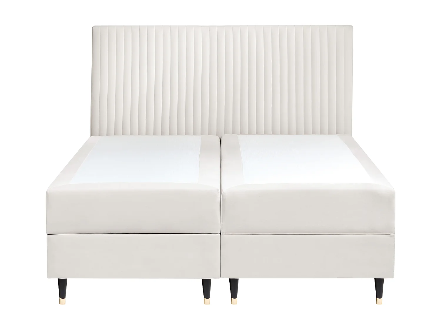 Lit boxspring avec rangement Velours DAME 160 x 200 cm Blanc cassé