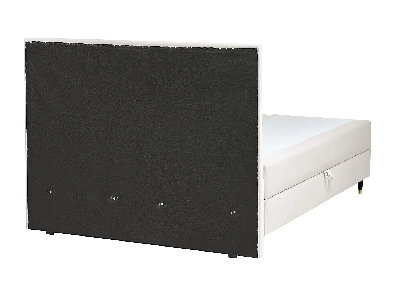 Lit boxspring avec rangement Velours DAME 160 x 200 cm Blanc cassé