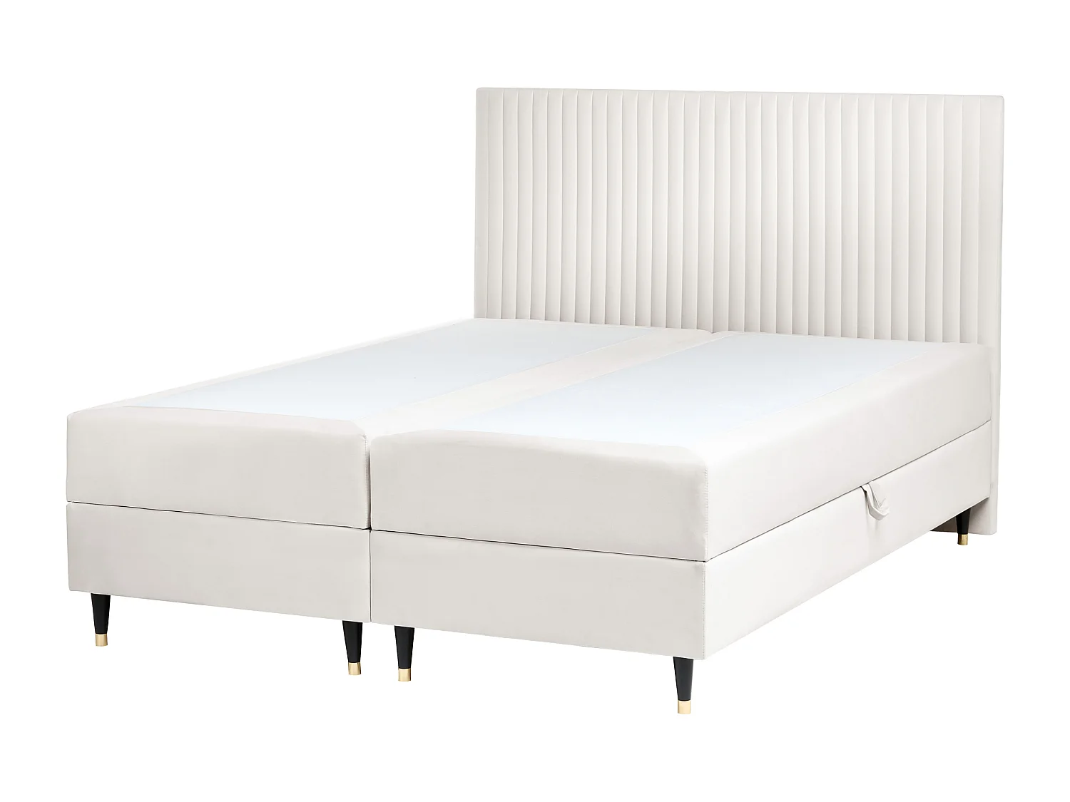 Lit boxspring avec rangement Velours DAME 160 x 200 cm Blanc cassé