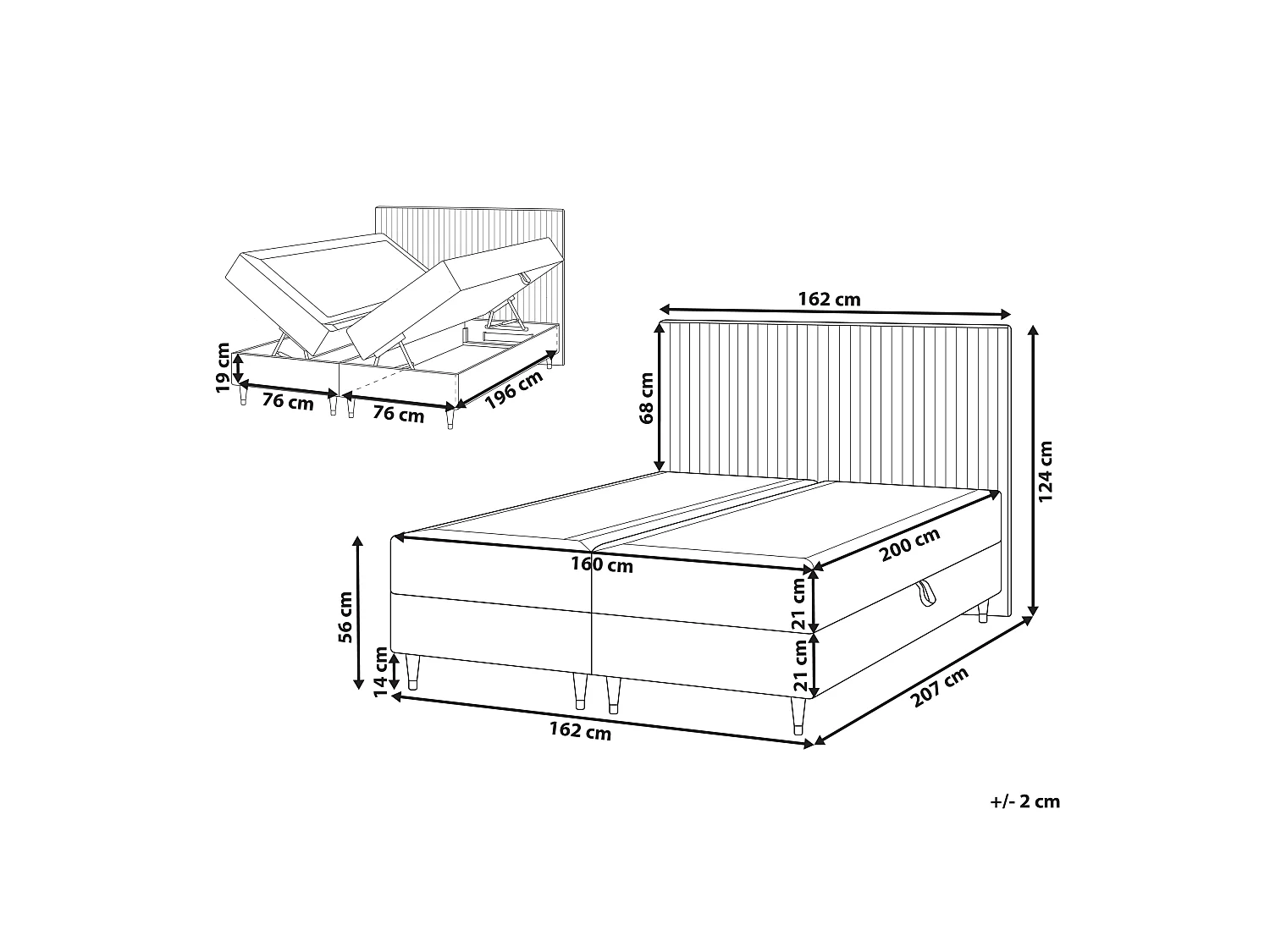 Divan Bed with Storage DAME Velvet Off-White 160 x 200 cm (EU King Size)