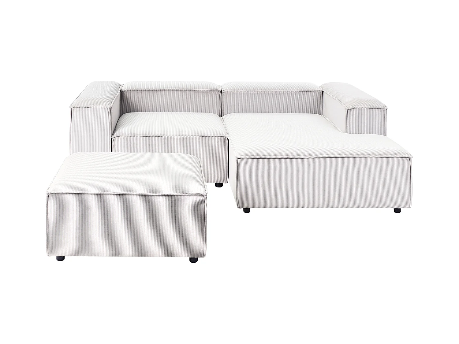 Canapé d'angle modulable 3 places ARDAL Velours côtelé Blanc cassé Côté droite