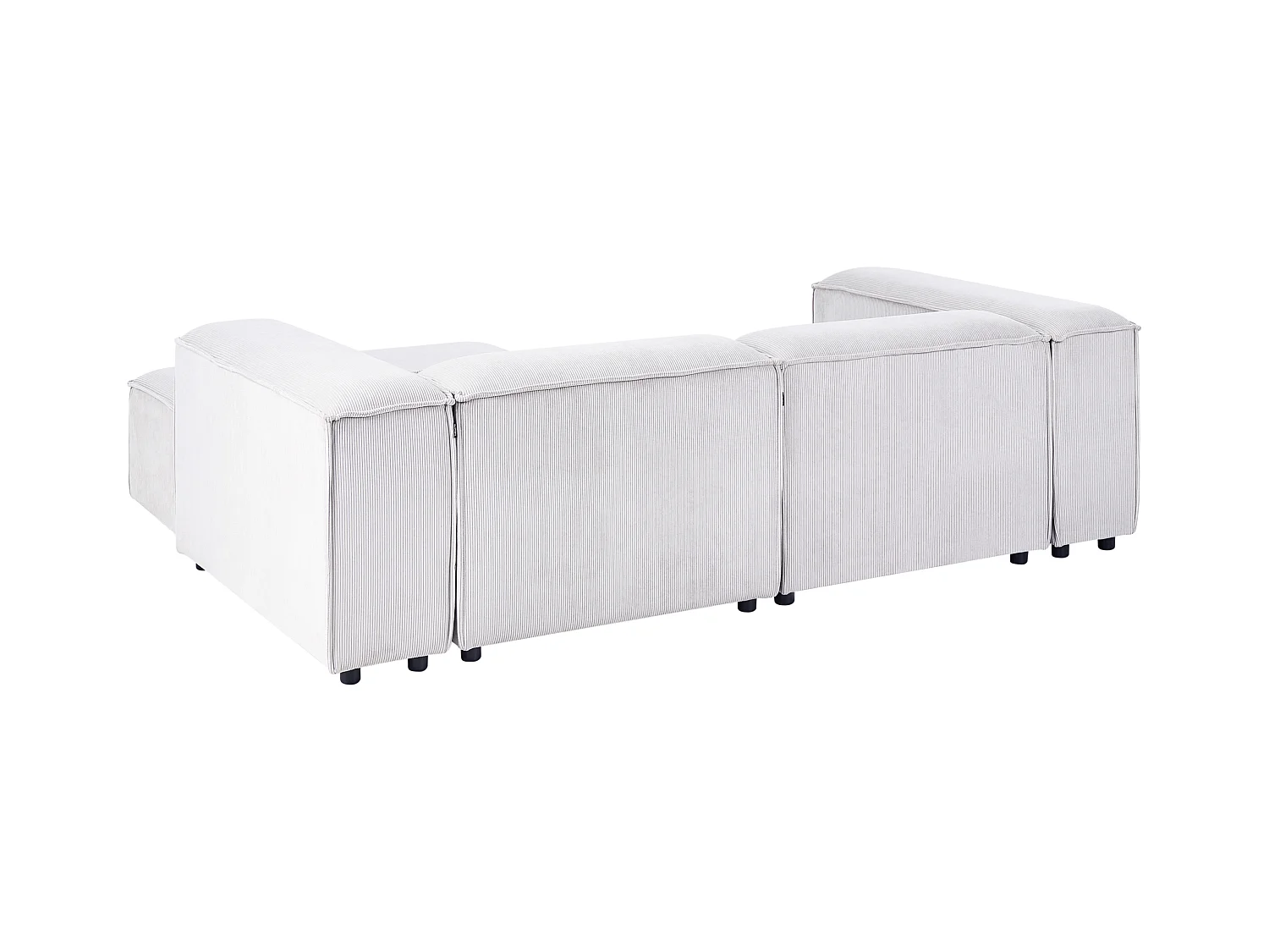Canapé d'angle modulable 3 places ARDAL Velours côtelé Blanc cassé Côté droite