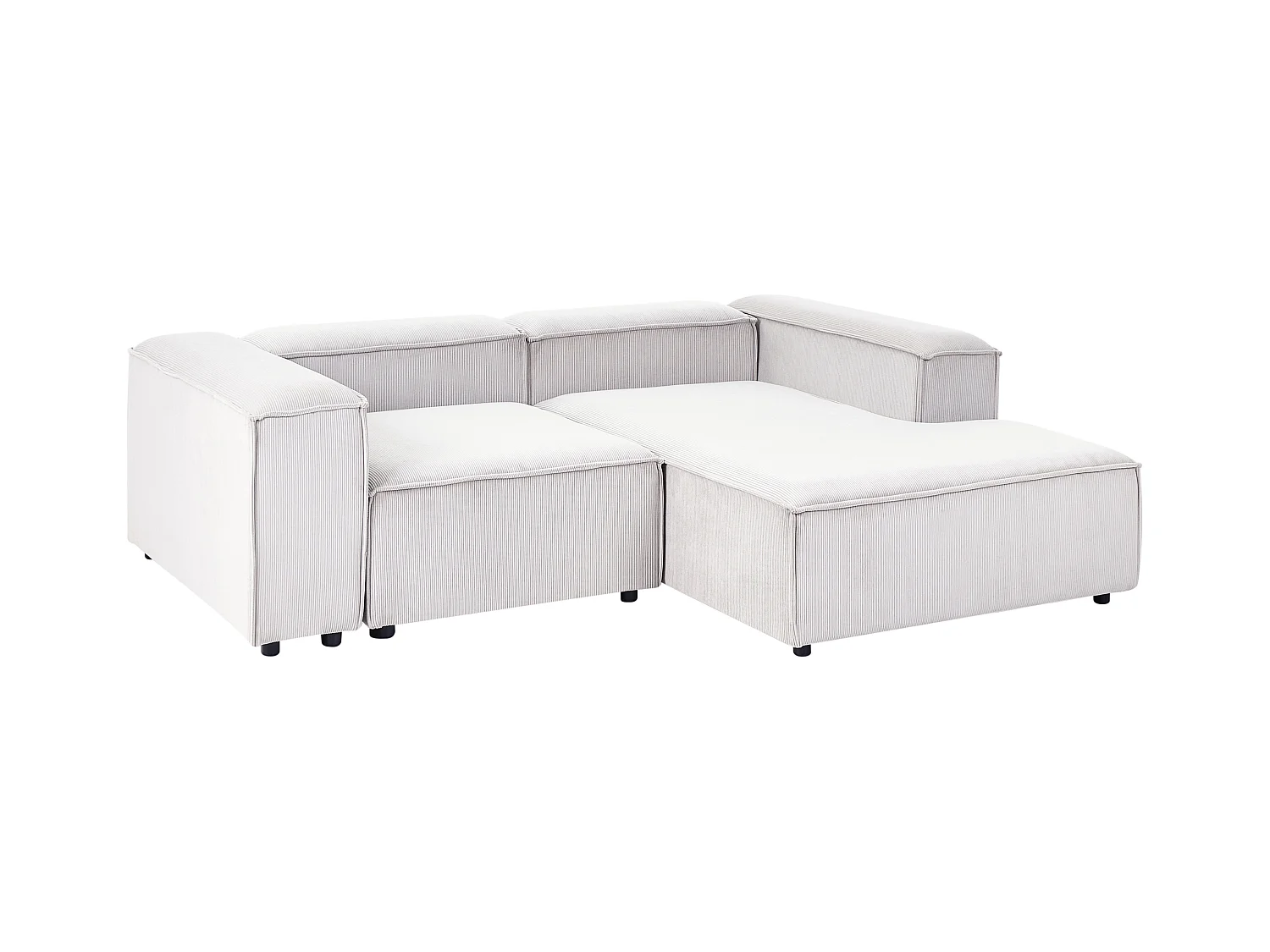 Canapé d'angle modulable 3 places ARDAL Velours côtelé Blanc cassé Côté droite