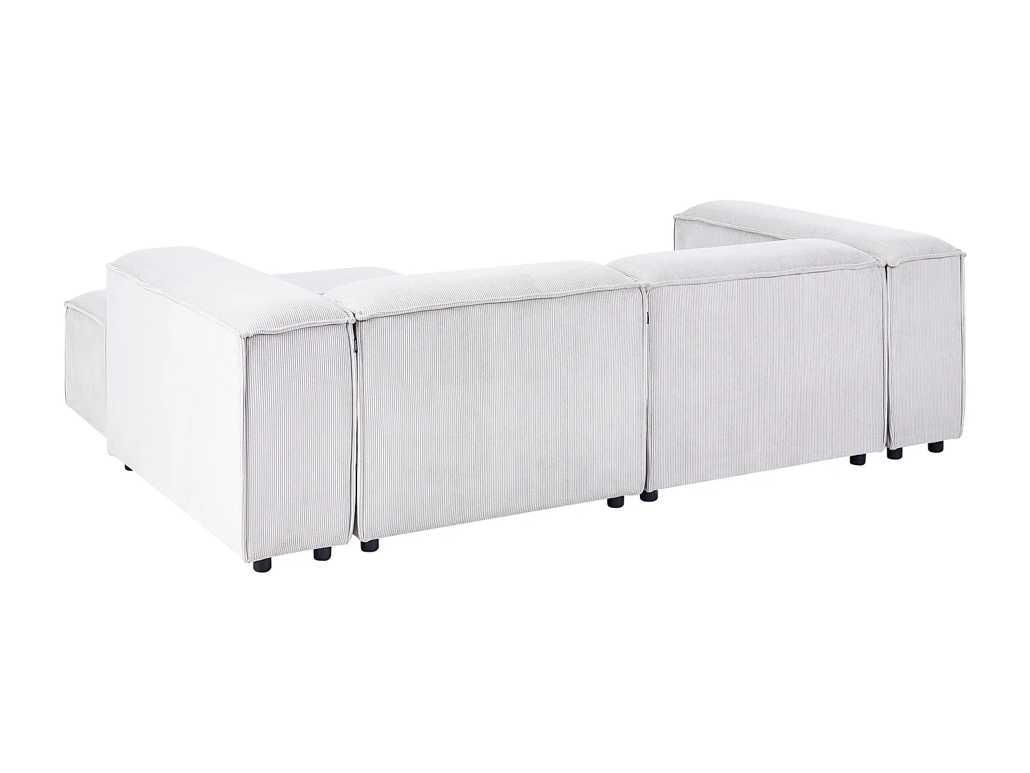 Canapé d'angle modulable 3 places ARDAL Velours côtelé Blanc cassé Côté droite