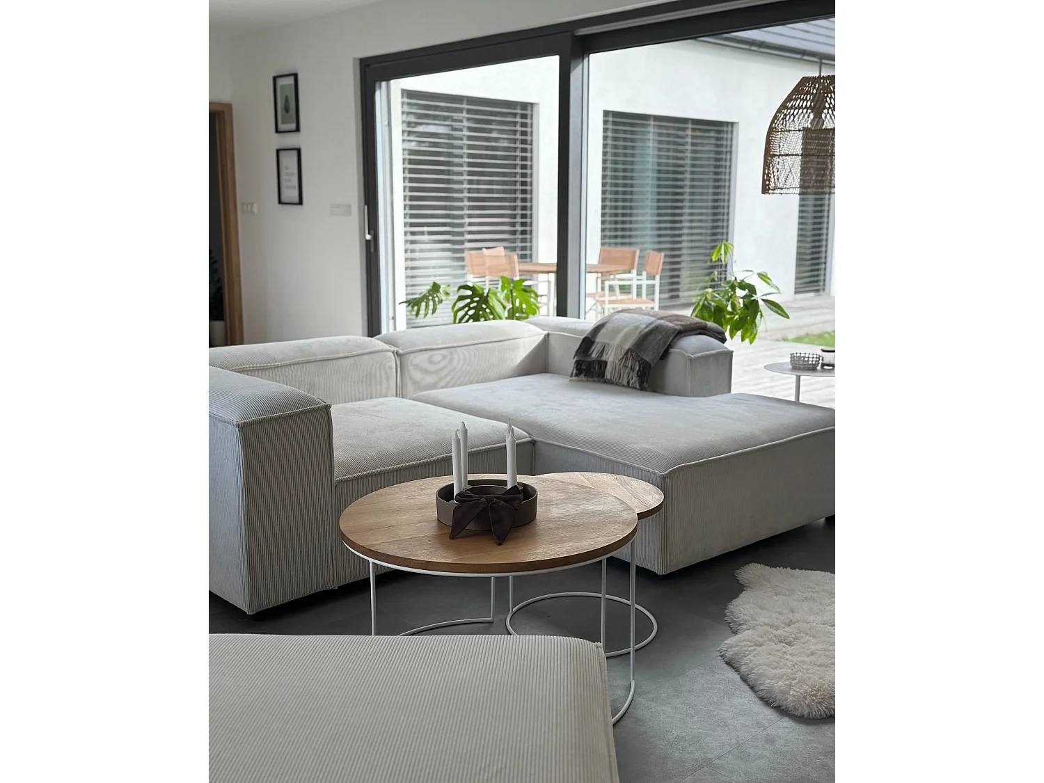 Modular Corner Sofa 3 Seater ARDAL Left Hand Off-White Corduroy with Ottoman