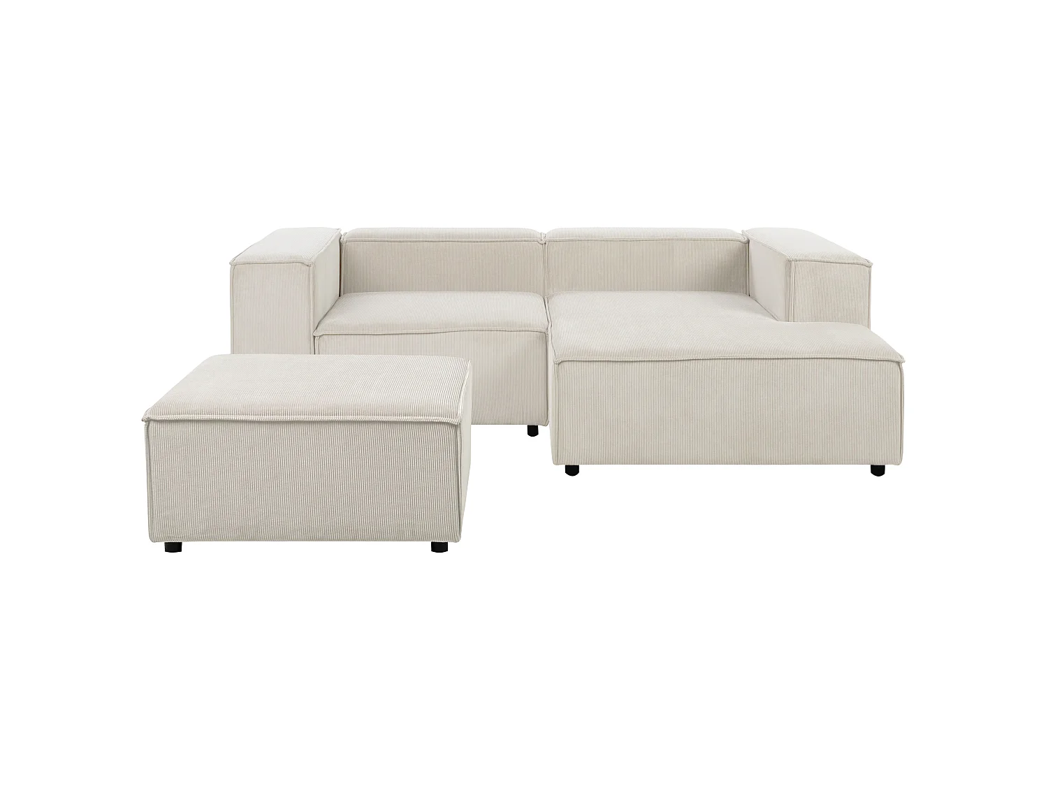 Modular Corner Sofa 3 Seater ARDAL Left Hand Off-White Corduroy with Ottoman