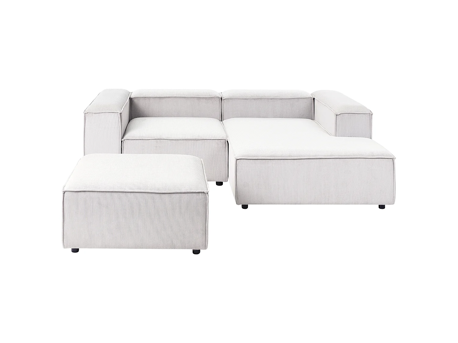 Modular Corner Sofa 3 Seater ARDAL Left Hand Off-White Corduroy with Ottoman