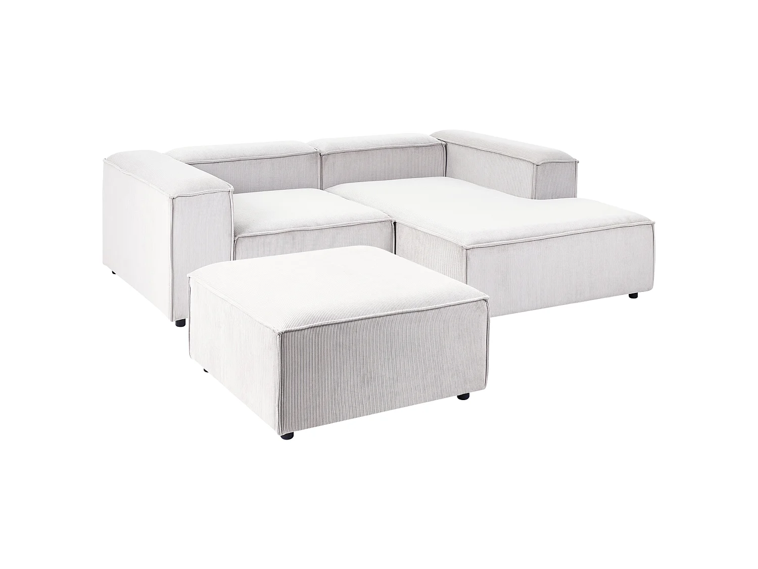 Modular Corner Sofa 3 Seater ARDAL Left Hand Off-White Corduroy with Ottoman