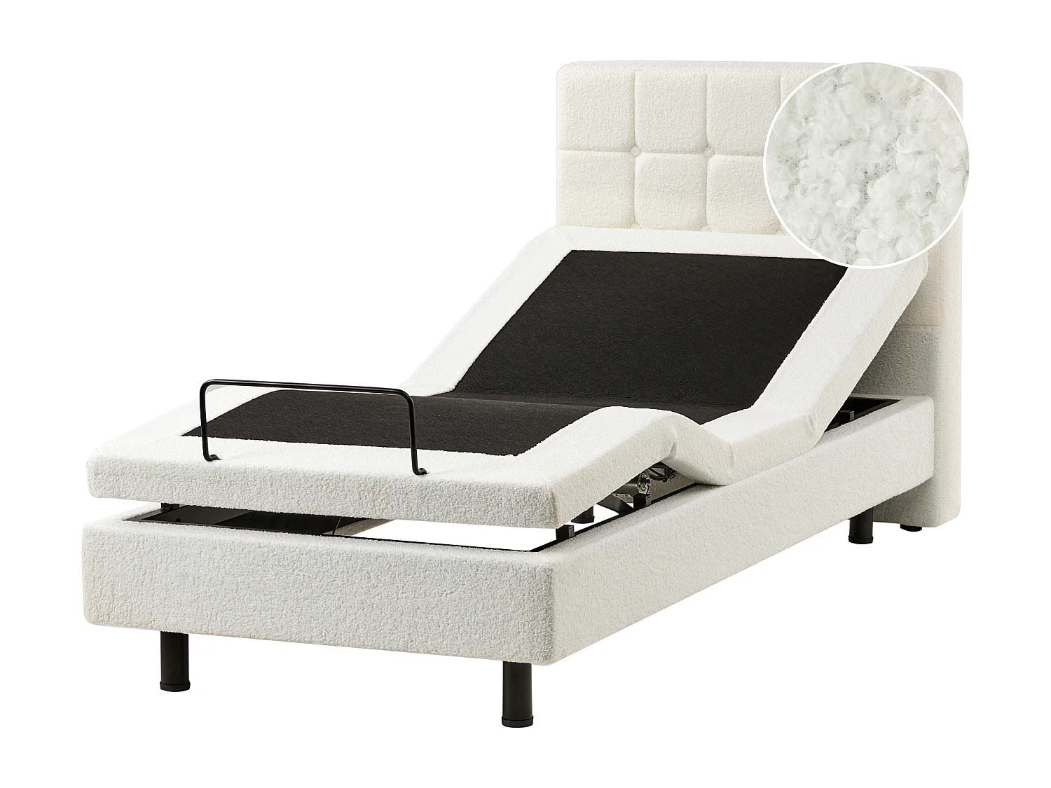 Lit réglable Bouclé DUKE 90 x 200 cm Blanc cassé