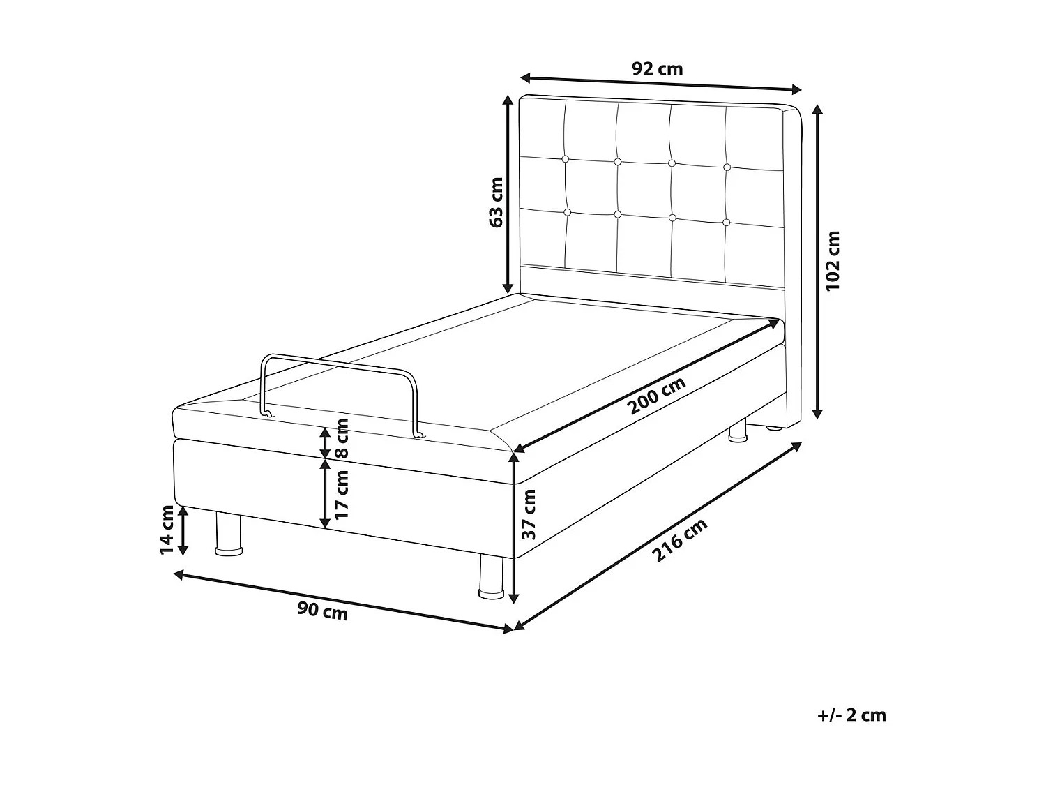 Lit réglable Bouclé DUKE 90 x 200 cm Blanc cassé