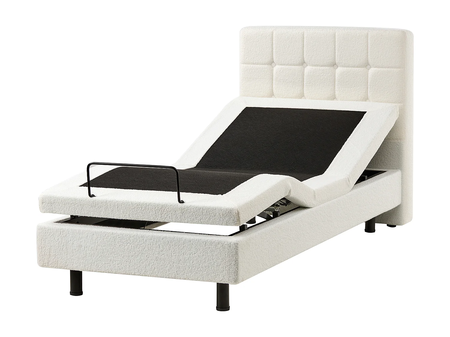 Lit réglable Bouclé DUKE 90 x 200 cm Blanc cassé