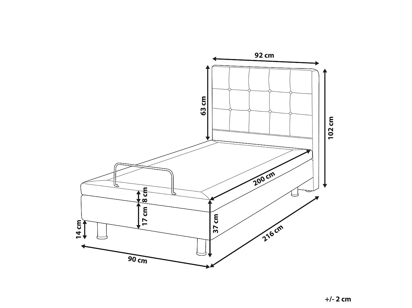 Lit réglable Bouclé DUKE 90 x 200 cm Blanc cassé