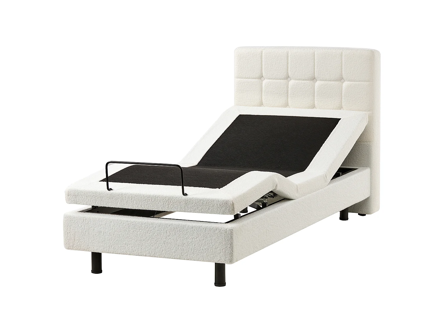 Lit réglable Bouclé DUKE 90 x 200 cm Blanc cassé