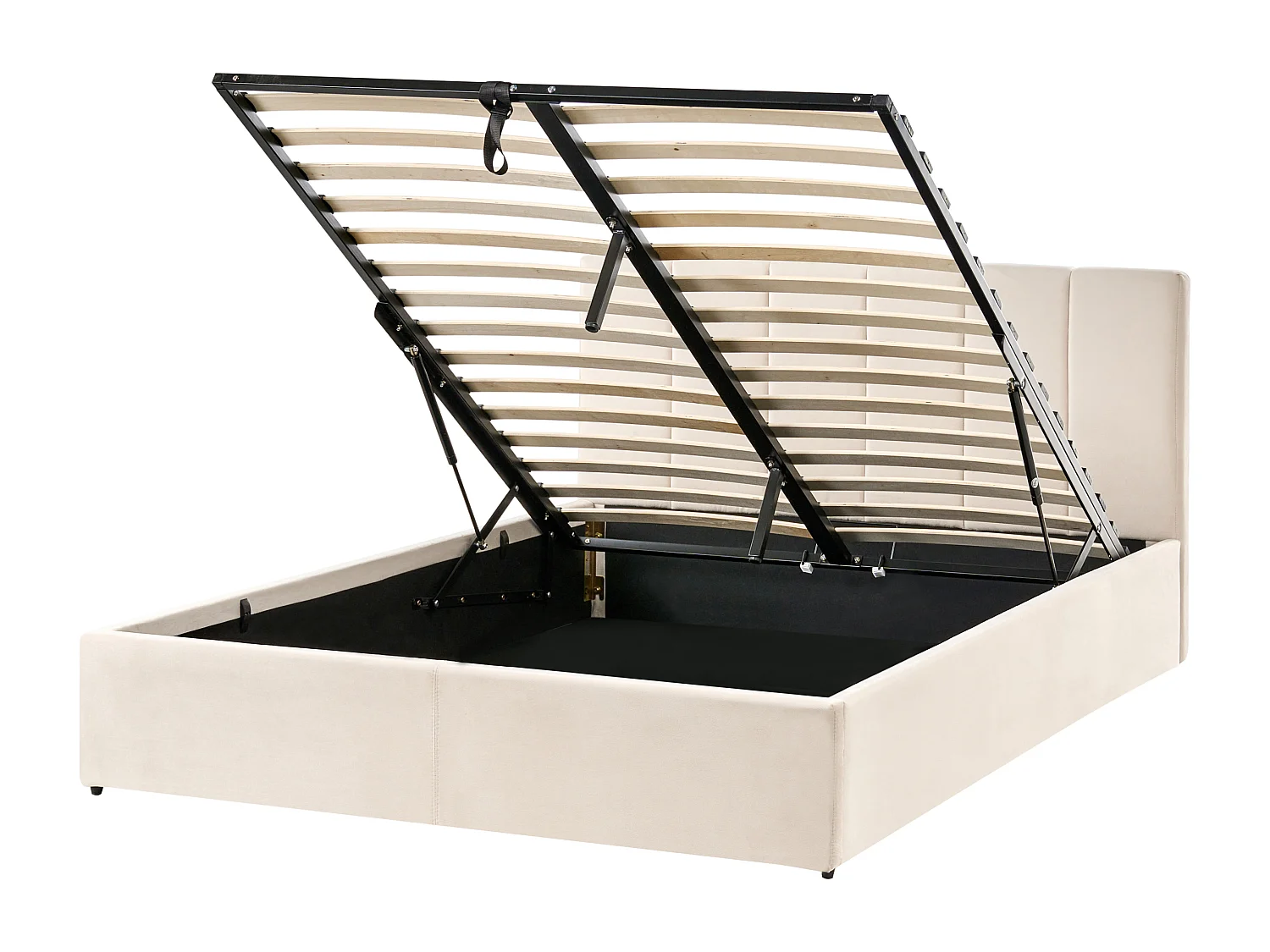 Lit ottoman Velours DREUX 140 x 200 cm Beige clair