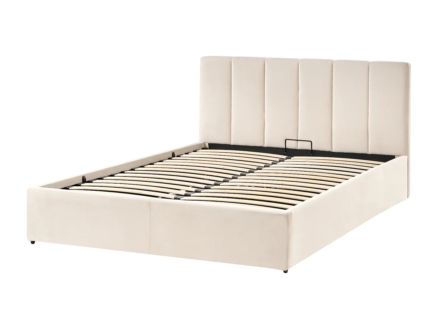 Lit ottoman Velours DREUX 140 x 200 cm Beige clair