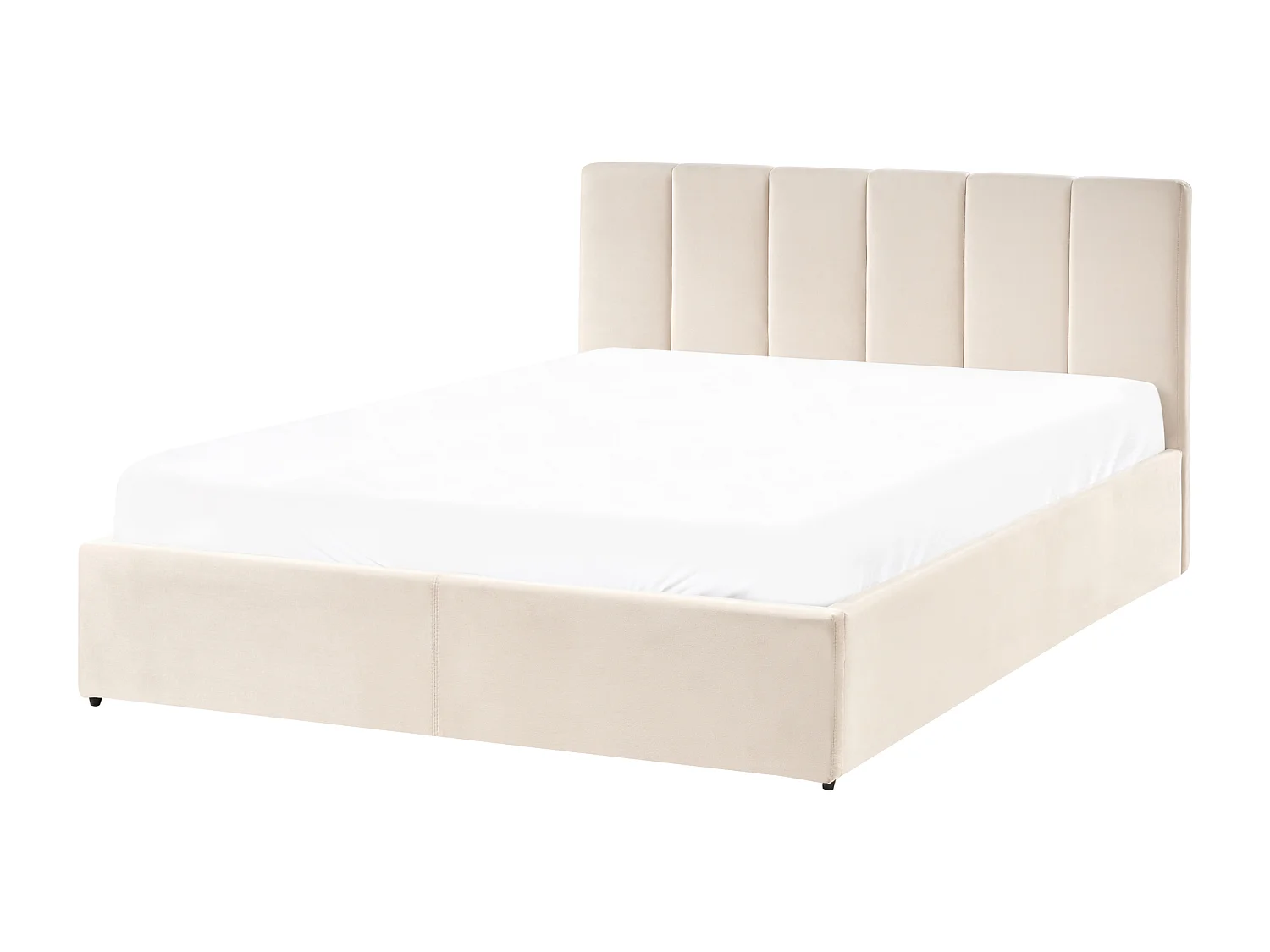 Lit ottoman Velours DREUX 140 x 200 cm Beige clair