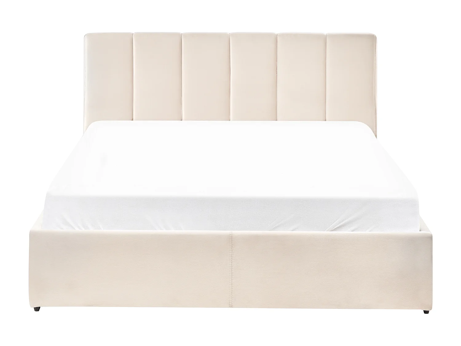 Lit ottoman Velours DREUX 140 x 200 cm Beige clair