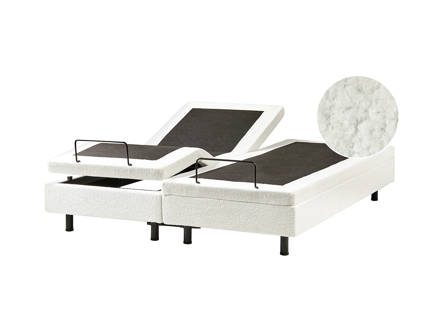 Lit réglable sans tête de lit Bouclé DUKE 160 x 200 cm Blanc cassé