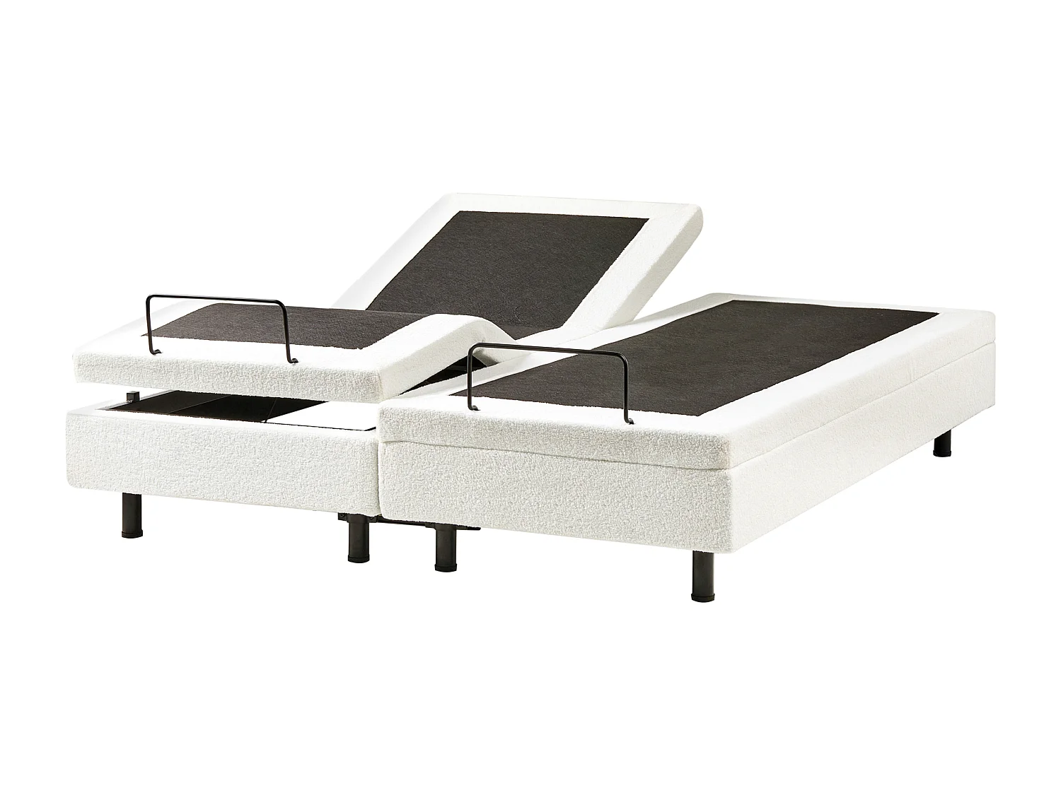 Lit réglable sans tête de lit Bouclé DUKE 160 x 200 cm Blanc cassé