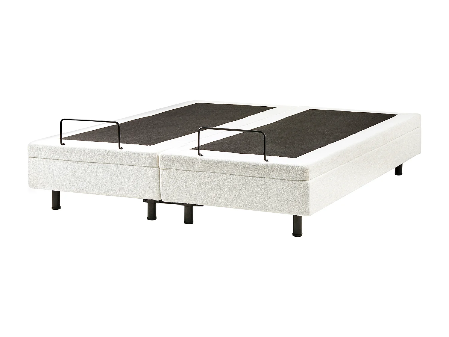 Lit réglable sans tête de lit Bouclé DUKE 160 x 200 cm Blanc cassé