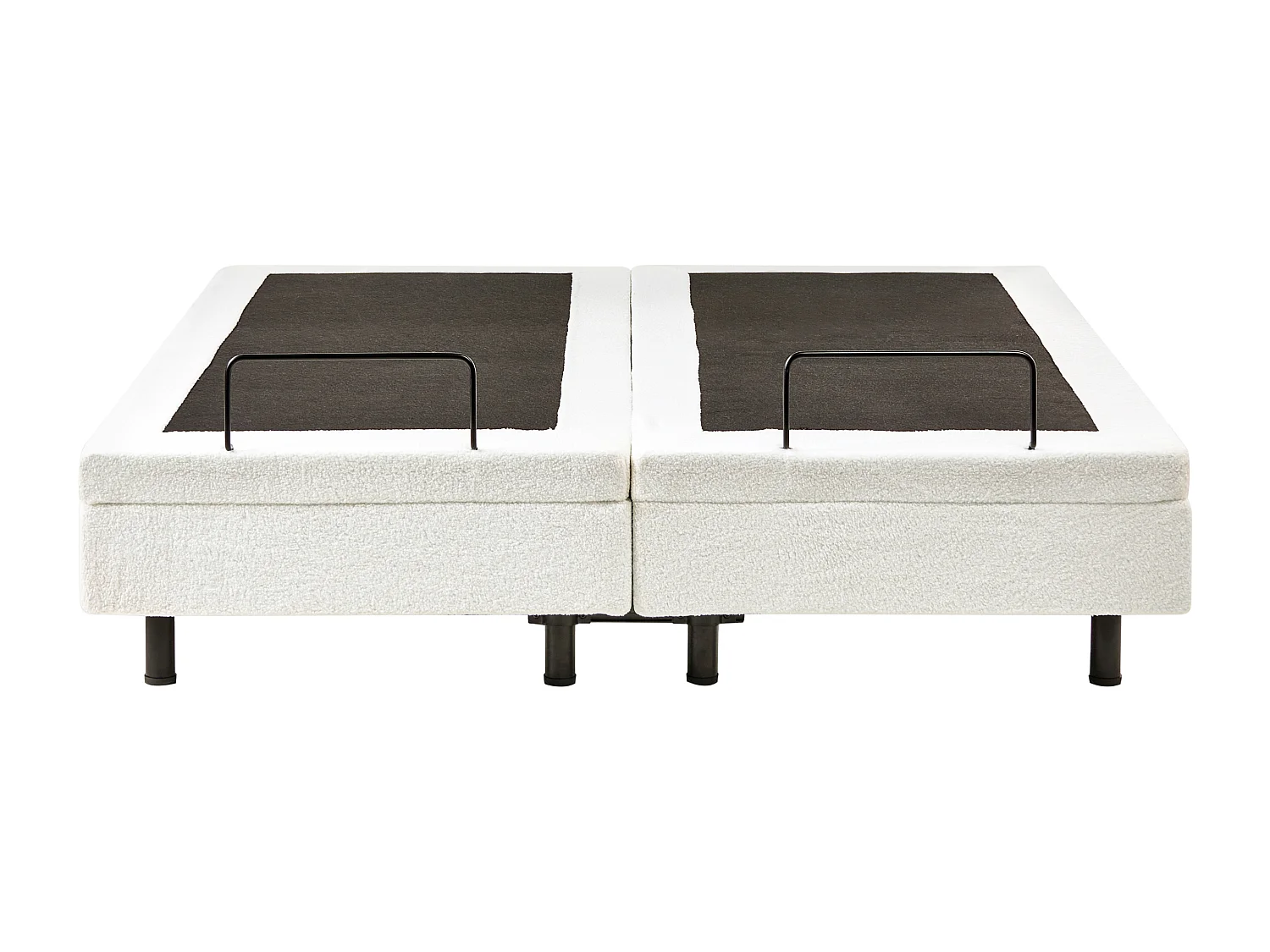 Lit réglable sans tête de lit Bouclé DUKE 160 x 200 cm Blanc cassé