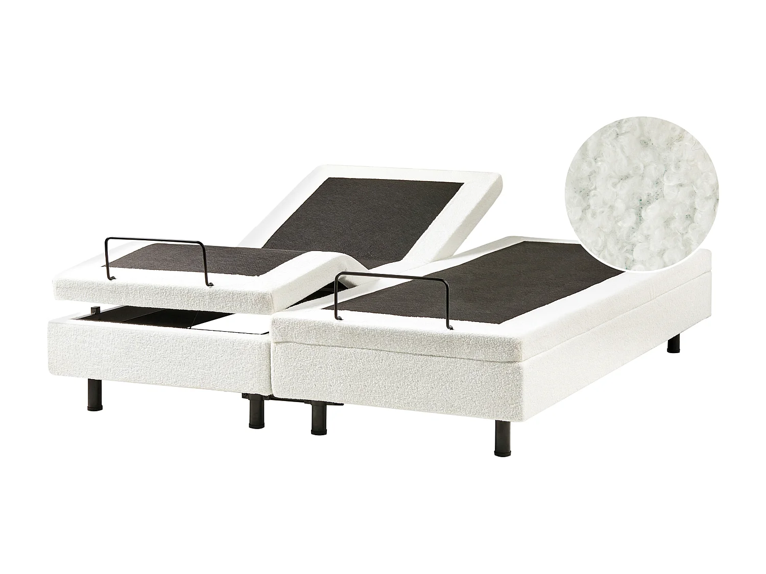 Lit réglable sans tête de lit Bouclé DUKE 160 x 200 cm Blanc cassé