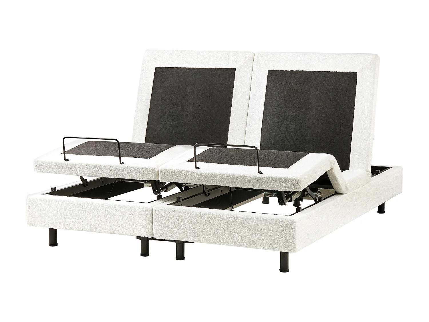 Lit réglable sans tête de lit Bouclé DUKE 160 x 200 cm Blanc cassé