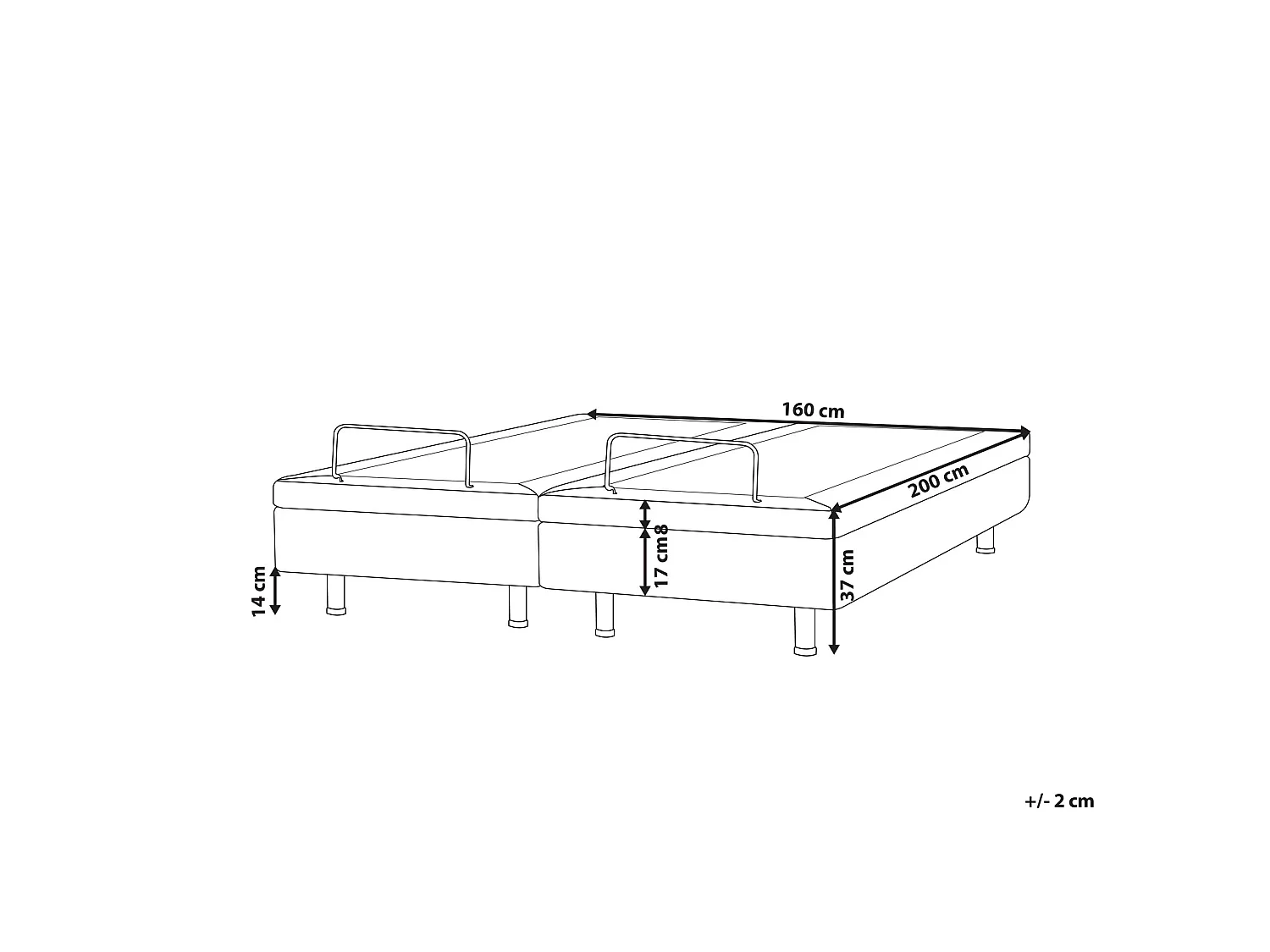 Lit réglable sans tête de lit Bouclé DUKE 160 x 200 cm Blanc cassé