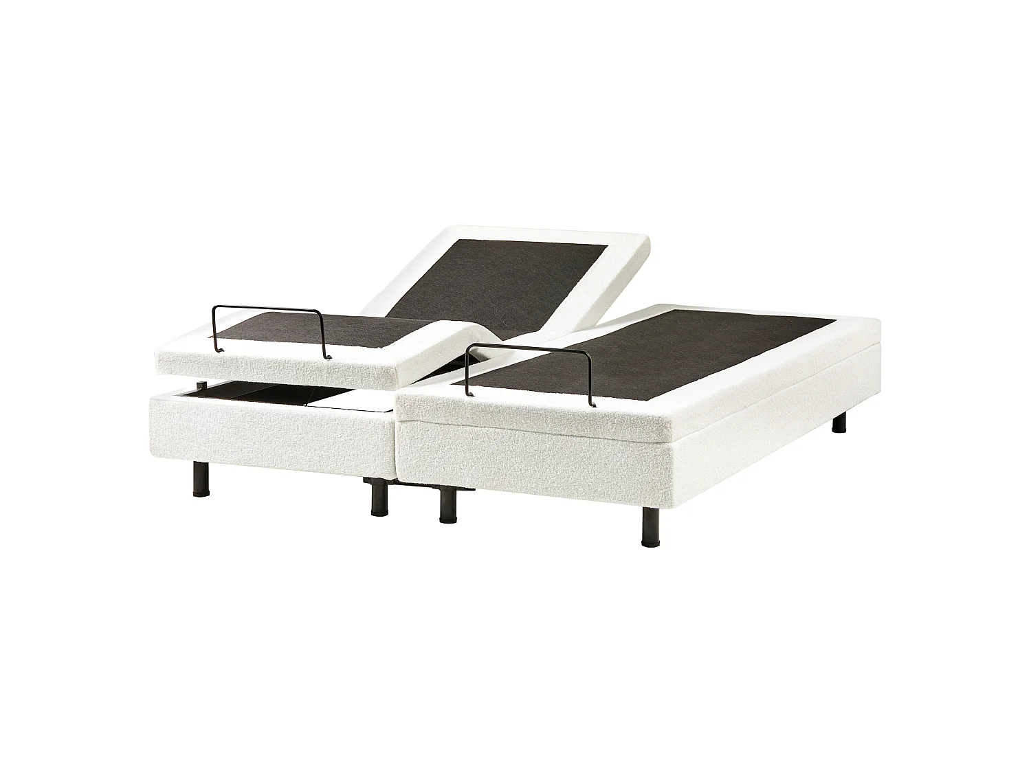 Lit réglable sans tête de lit Bouclé DUKE 160 x 200 cm Blanc cassé