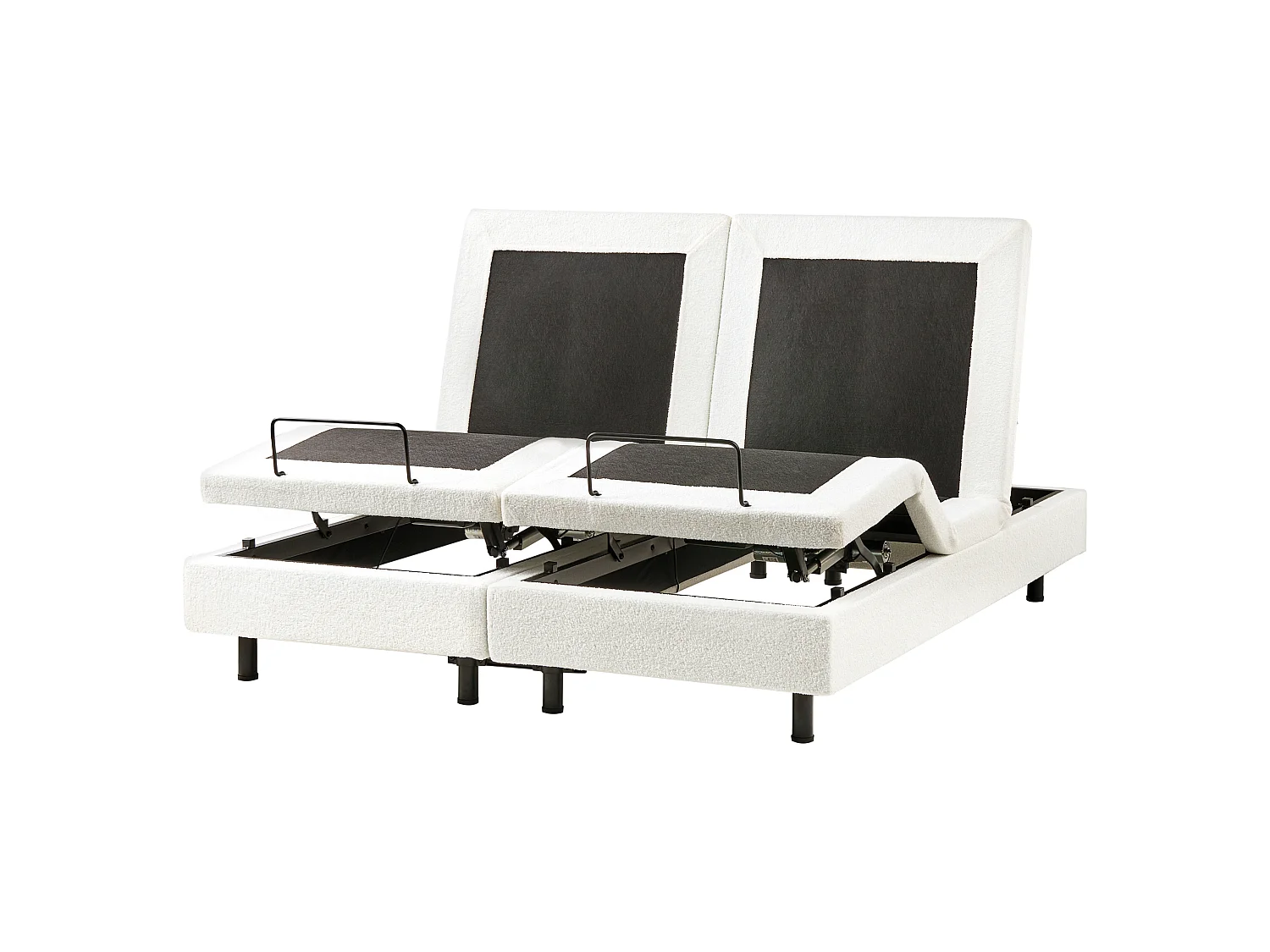 Lit réglable sans tête de lit Bouclé DUKE 160 x 200 cm Blanc cassé