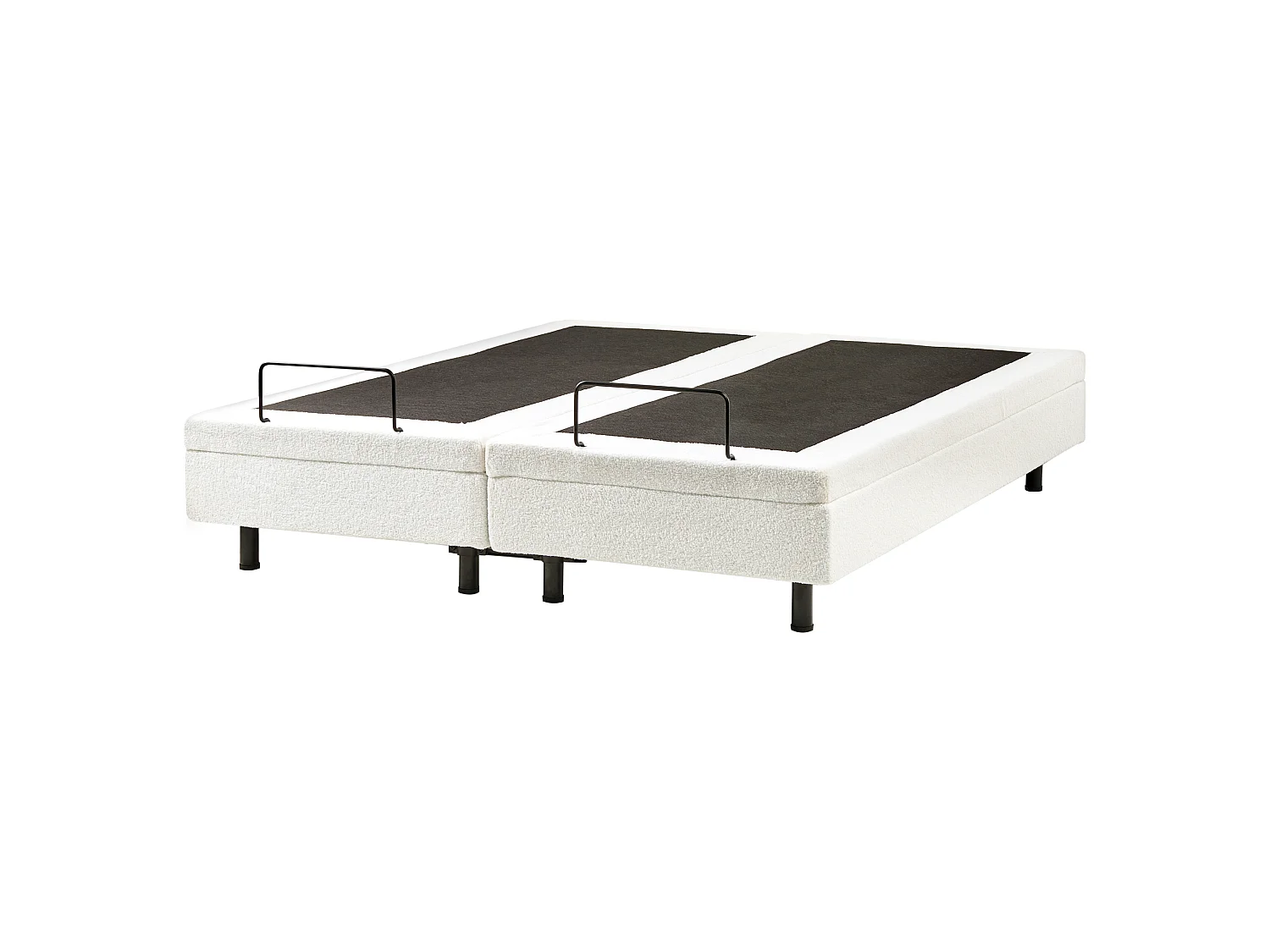 Lit réglable sans tête de lit Bouclé DUKE 160 x 200 cm Blanc cassé