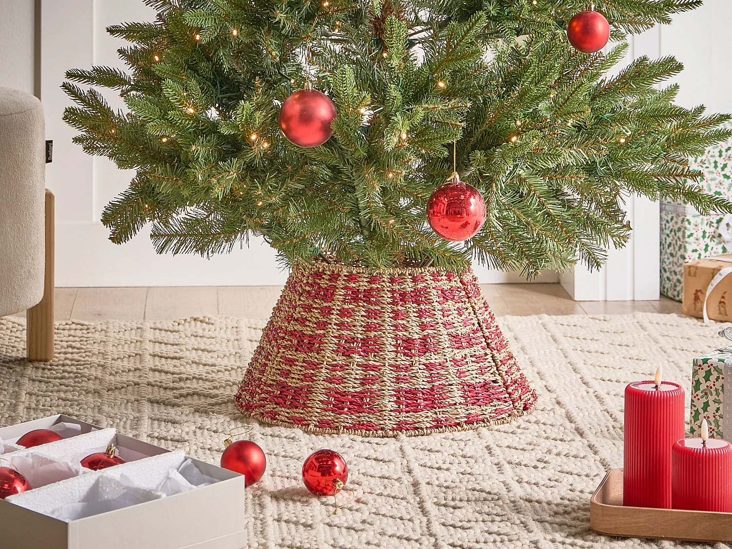 Jupe de sapin de Noël NEIGE Herbier marin Naturel 42 cm