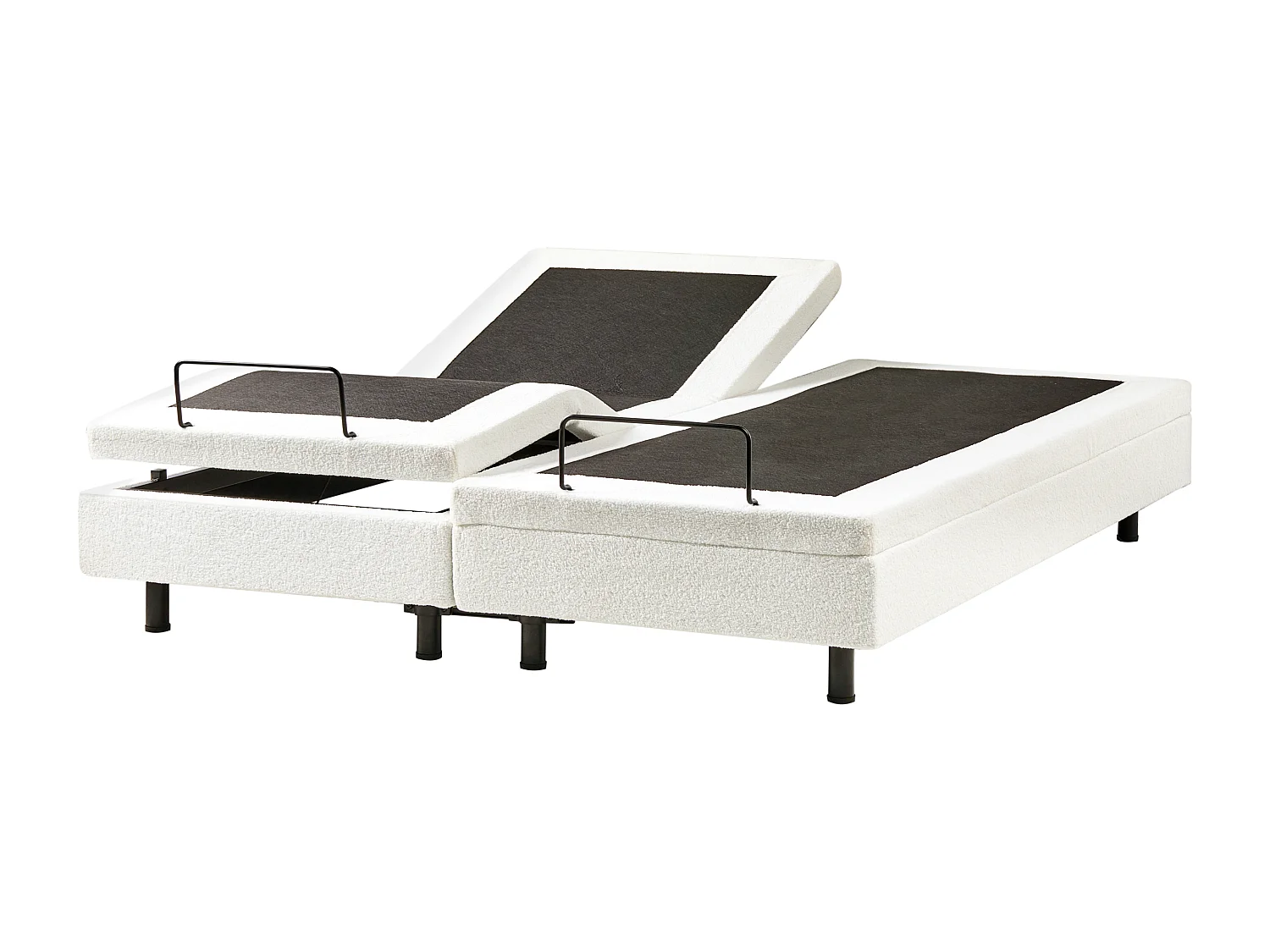 Lit réglable sans tête de lit Bouclé DUKE 180 x 200 cm Blanc cassé