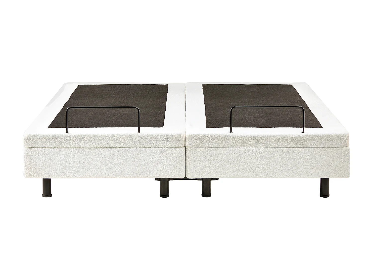 Lit réglable sans tête de lit Bouclé DUKE 180 x 200 cm Blanc cassé