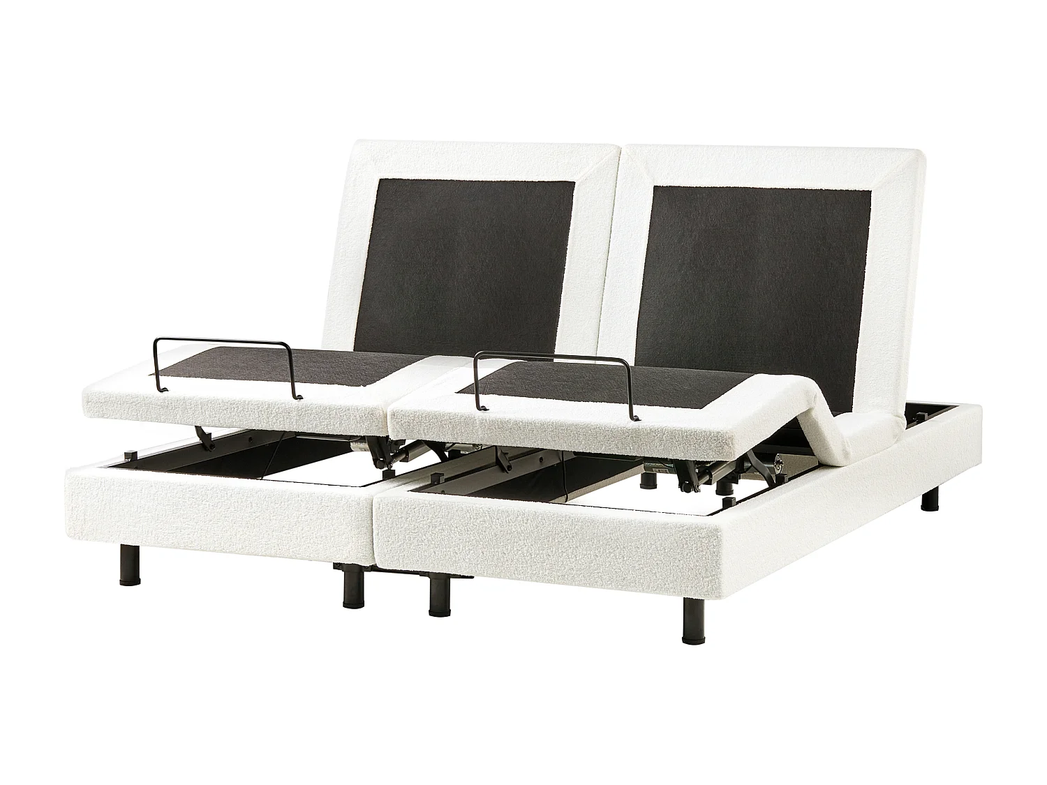 Lit réglable sans tête de lit Bouclé DUKE 180 x 200 cm Blanc cassé