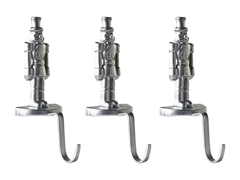 Lot de 3 supports pour chaussettes de Noël KAJAANI Casse-noisette 21 cm Argenté