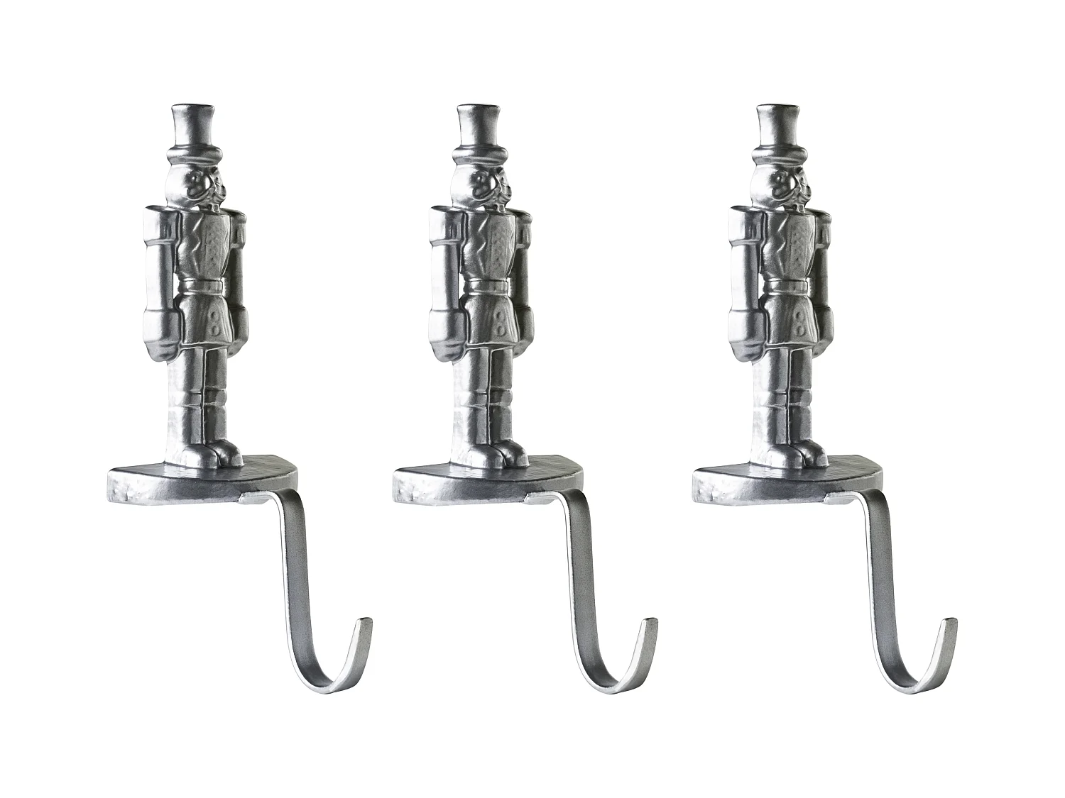 Lot de 3 supports pour chaussettes de Noël KAJAANI Casse-noisette 21 cm Argenté