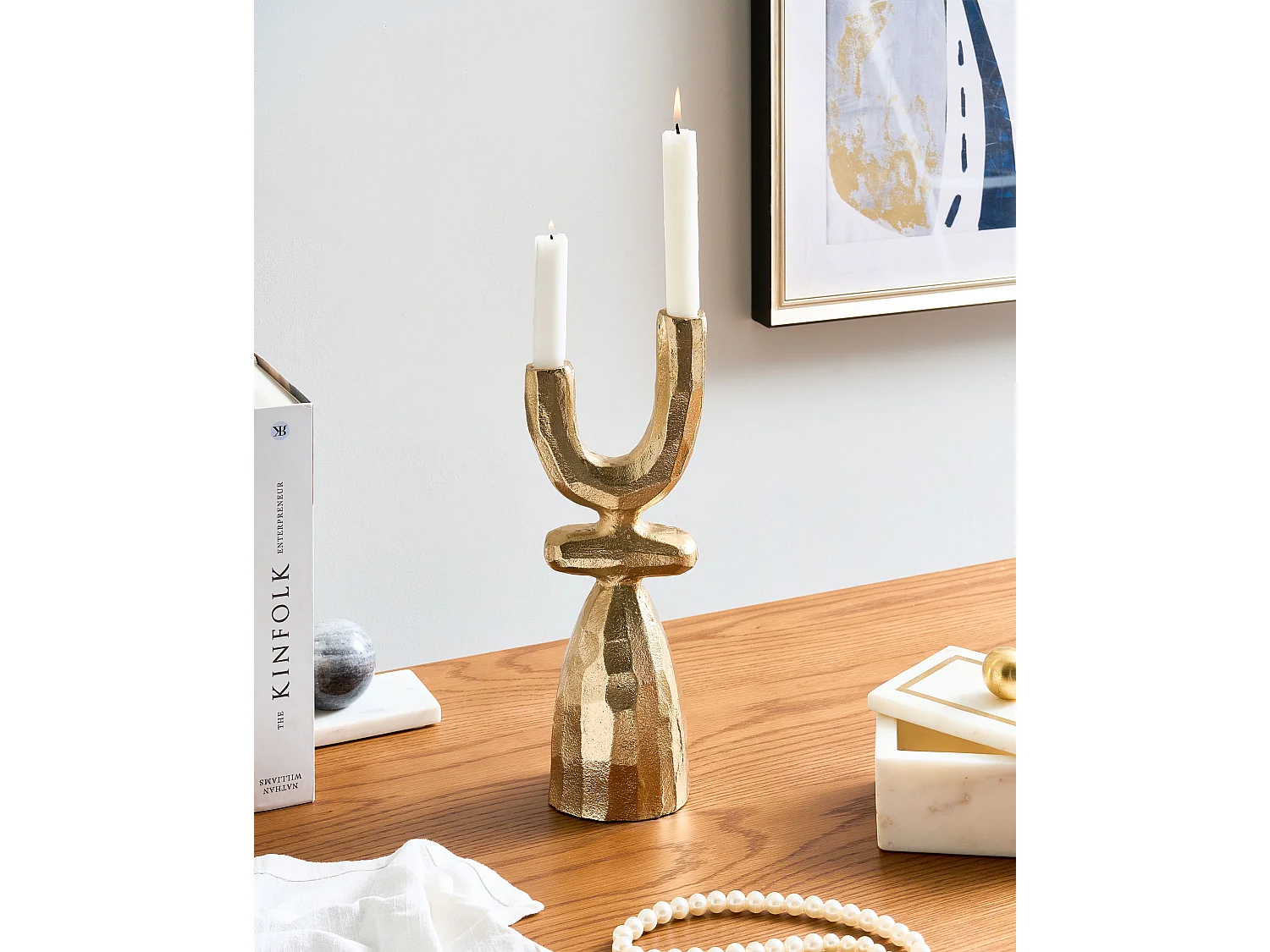 Bougeoir KRADENIK 33 cm Métal Doré